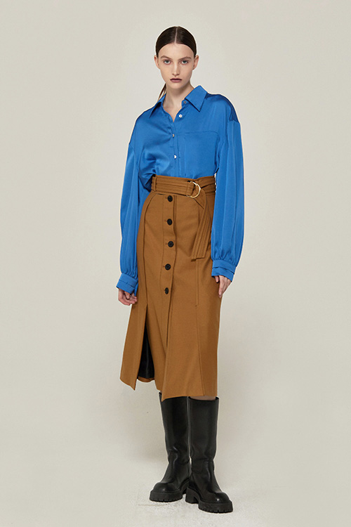 [서지혜 착용]Belted Stitch Skirt (CAMEL)