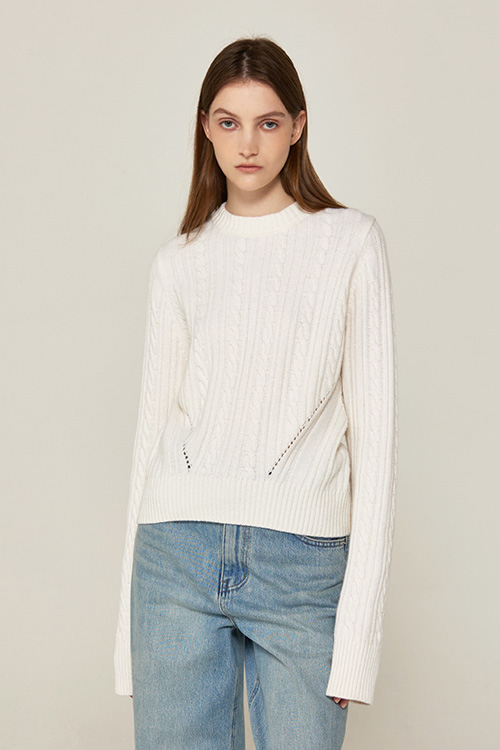 Cabel Pullover Knit (IVORY)