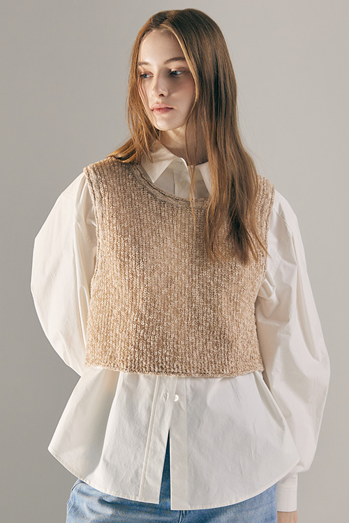 [4월4일 예약배송] Melange Knit Vest (BEIGE)