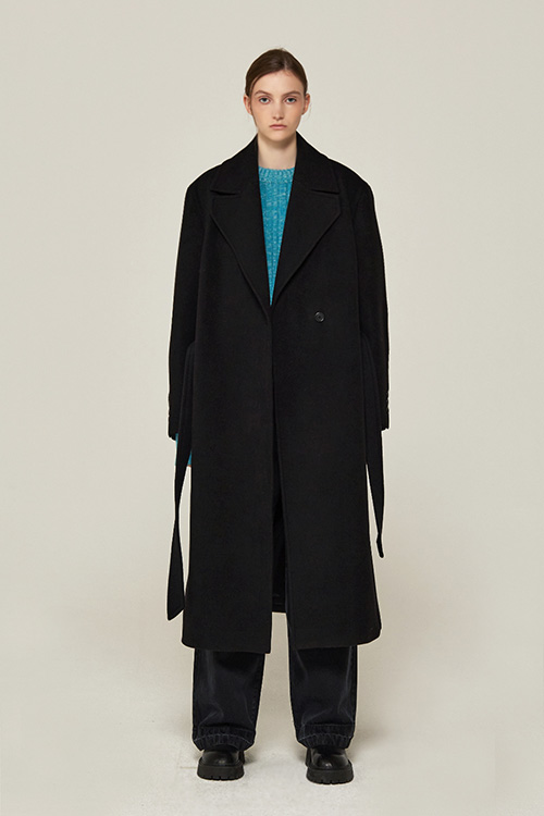 WIDE COLLAR BELTED ROBE CT (BLACK)